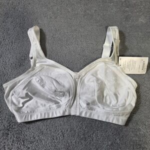 Underscore Womens 36D Bra White Fashion Plus Comfort Wirefree Lace Seamed New